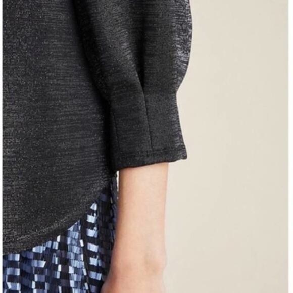 Anthropologie RO & DE Cassidy V-Neck Long Sleeve Metallic Shimmer Blouse Small - Picture 8 of 13